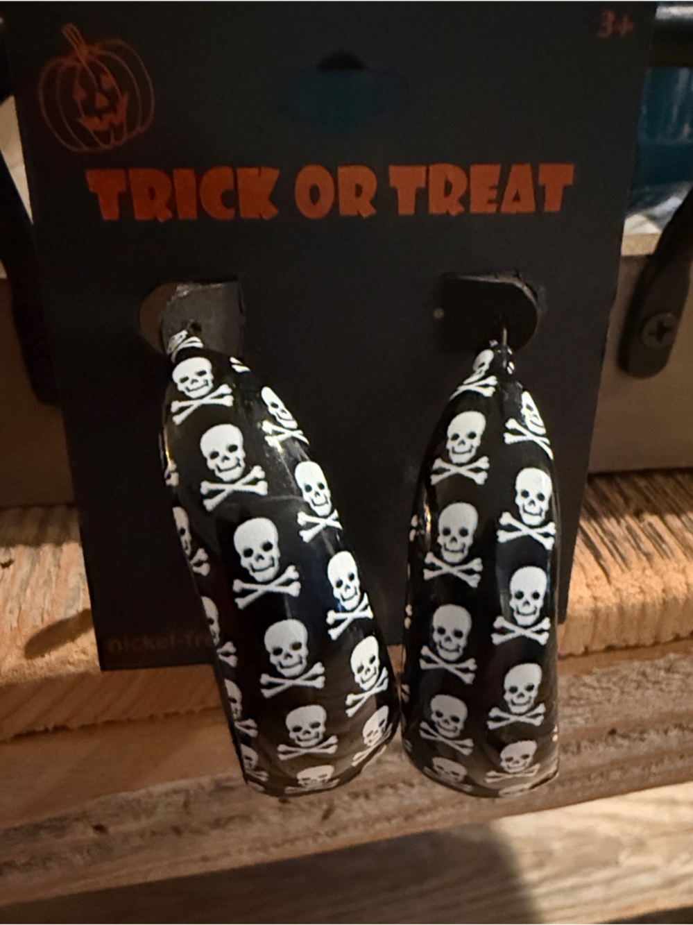 NWT Skull Black & White Large Hoop Earrings